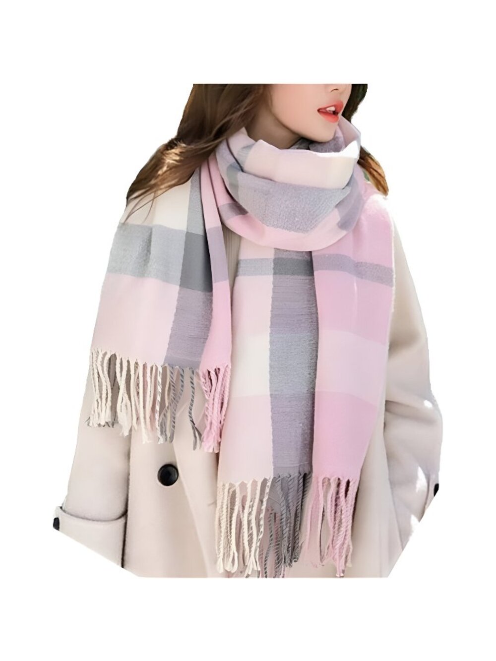 Fashion Scarves Long Shawl Winter Thick Warm Knit Large Plaid Scarf For Women